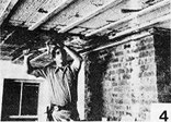4. Snap a chalk line on the center of the furring strip in the center of the room. (overlap sheets towards the door, underlap sheets moving away from the door; this is so the seam faces the back.) Align the edge of the sheet with the chalk line and attach the sheet using 1-inch common nail at 6-inch intervals where they overlap and 1-foot intervals down the center. Angle the nails for greater strength and drive them in beside the nipples on the metal sheet; the nipples will be reserved for nailing the seam of the overlapping sheet. The installer should support the metal sheets with furring strip; just to help hold it up while nailing.